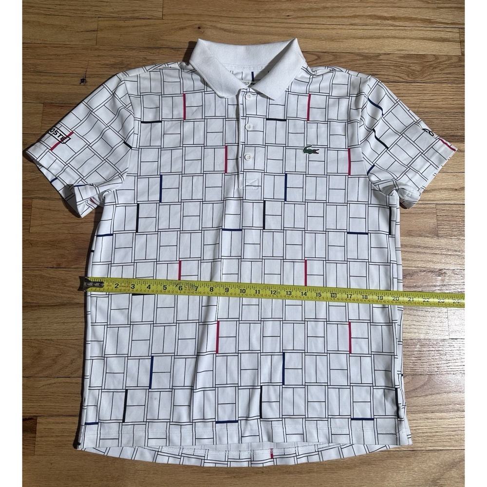 Lacoste Sport Novak Djokovic Polo Shirt Multicolor Tennis Shirt White Size M